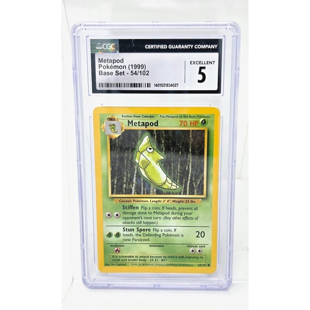 Pokemon Metapod 54/102 Base Set 1999 CGC‎ 5 Excellent Graded Card